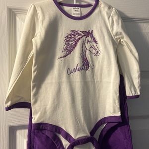 Girls Carhart coveralls and long sleeve shirt